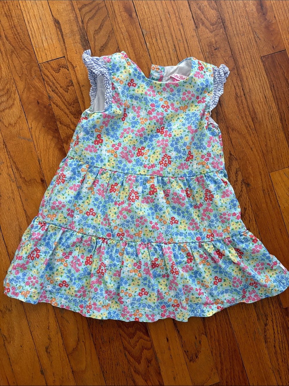 Rufflebutts - Girls Floral Tiered Sundress - Blue Flowers